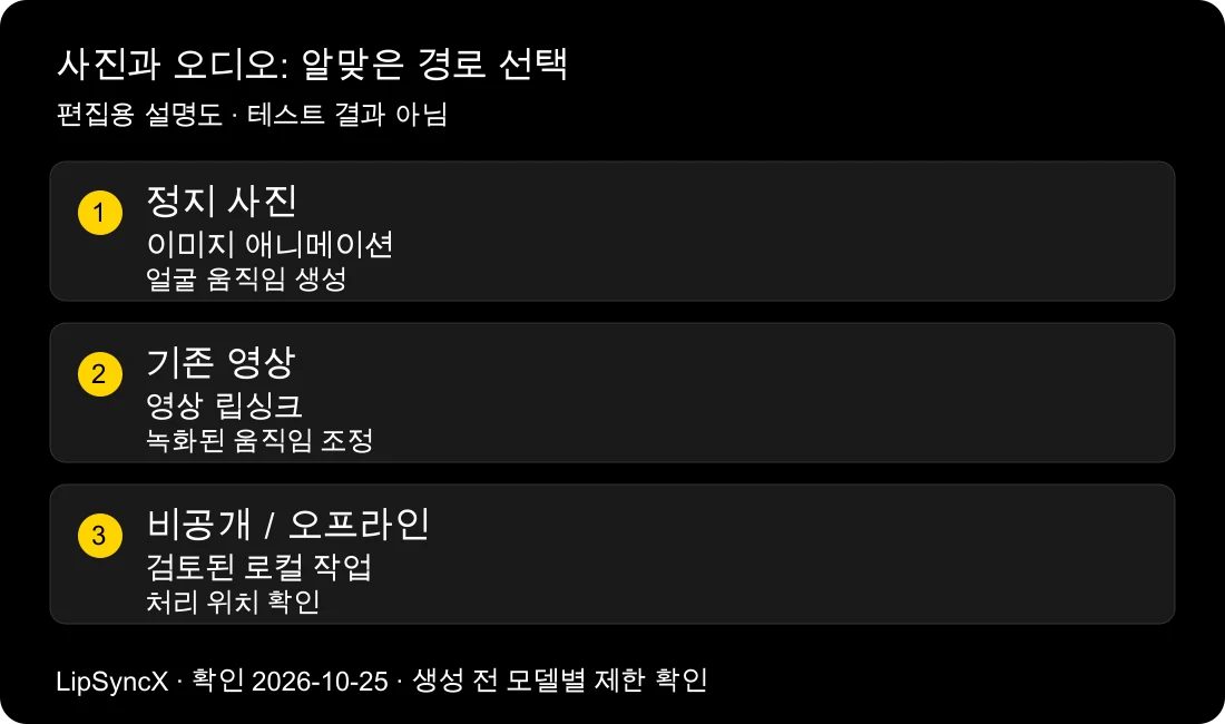 온라인에서 사진 입모양을 오디오에 맞출 수 있나요?