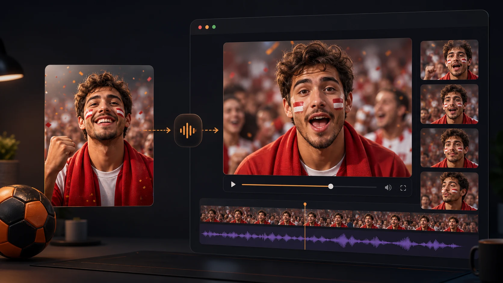 Creare video da tifoso dei Mondiali con IA lip sync
