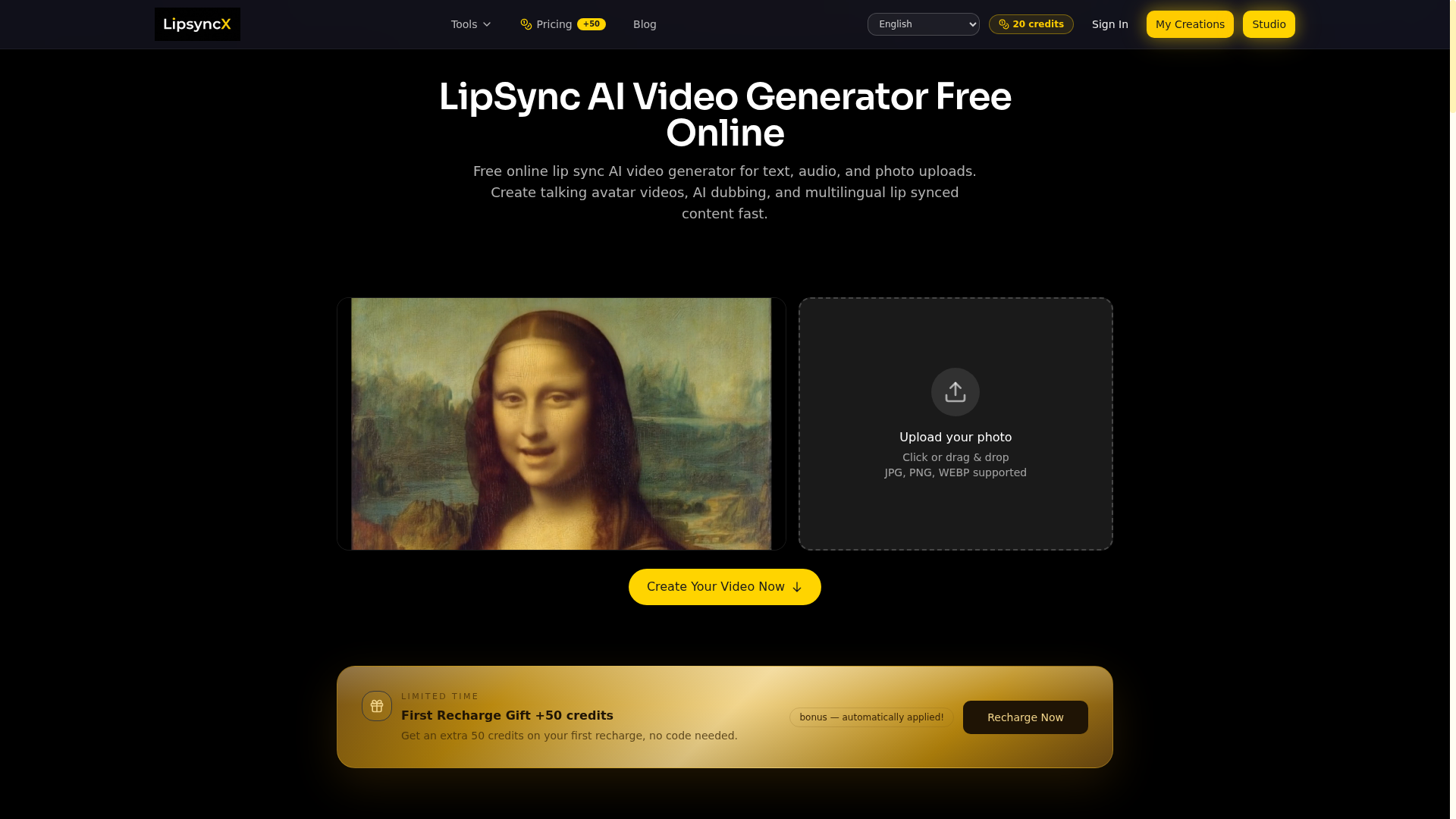 LipSyncX website screenshot