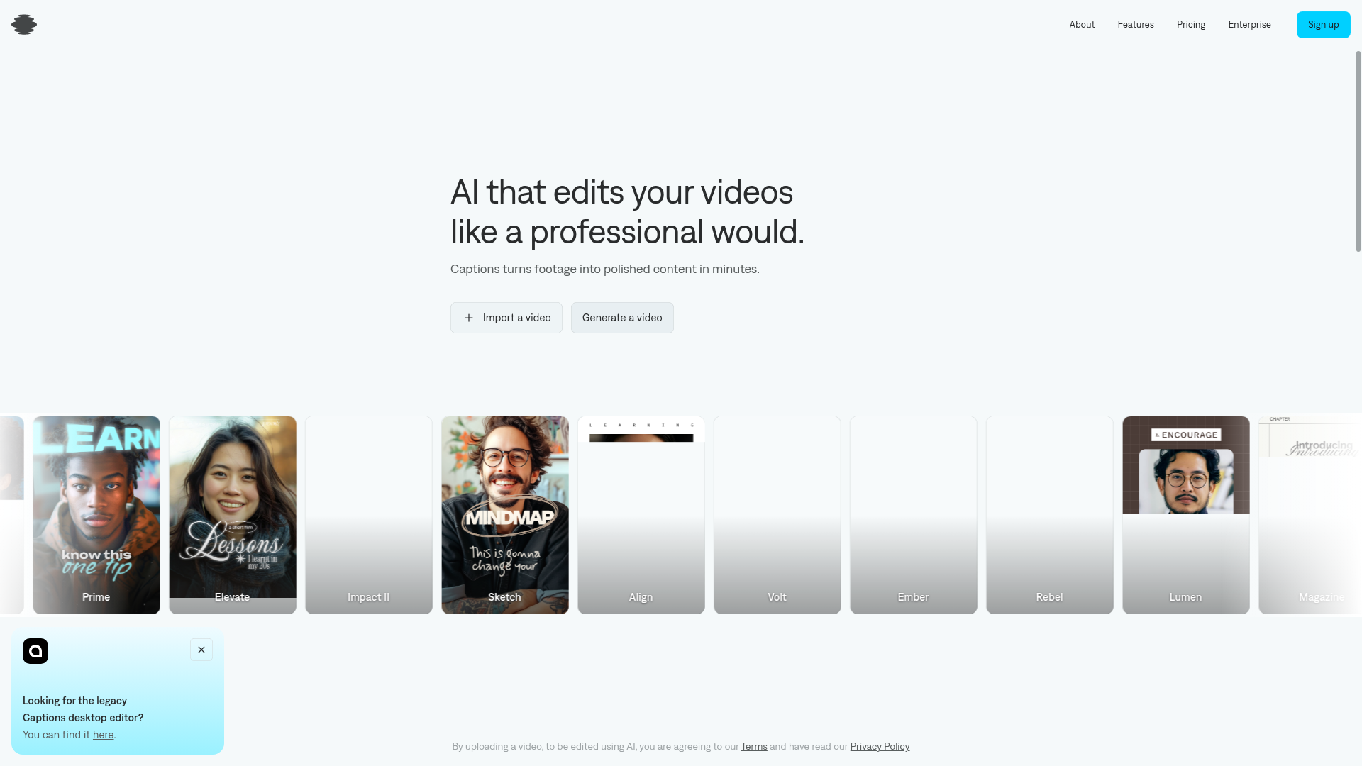 Captions.ai website screenshot