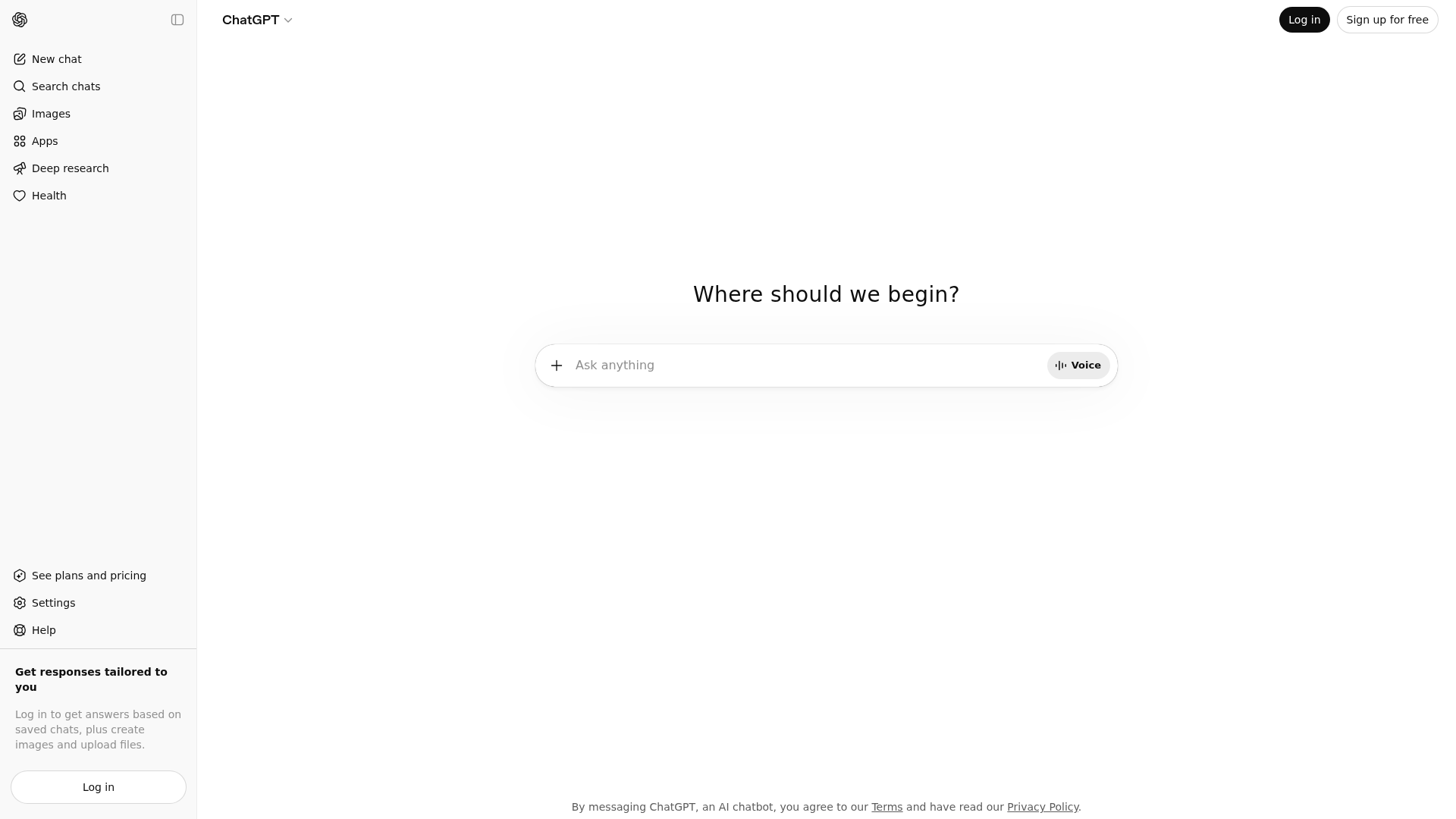 ChatGPT (GPT-4o) website screenshot