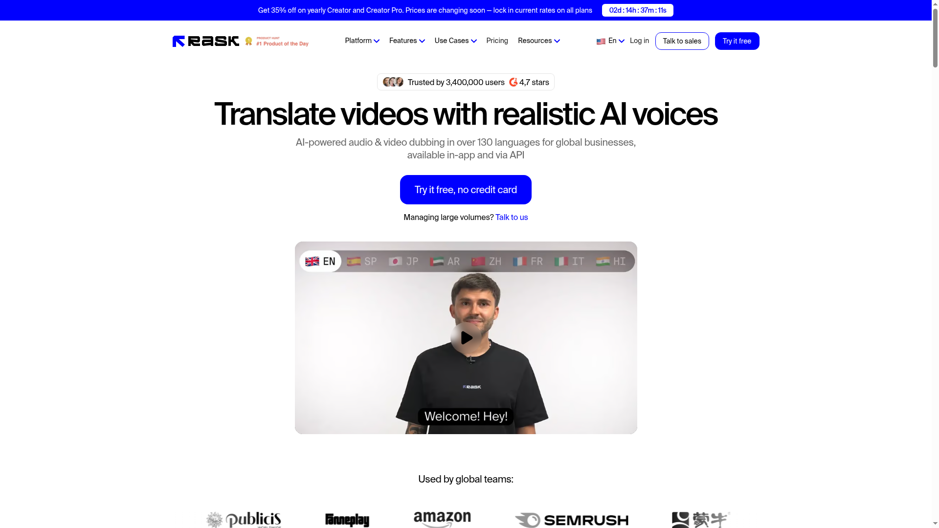 Rask.ai website screenshot