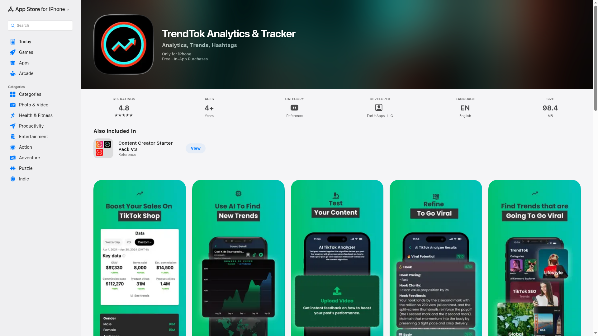 TrendTok website screenshot