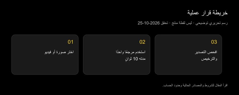 خريطة قرار: حدد المدخل واختبر مقطعًا قصيرًا ثم افحص شروط التصدير