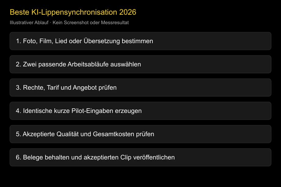 Illustrativer Entscheidungsweg zur Lippensynchronisation; kein Benchmark-Ergebnis