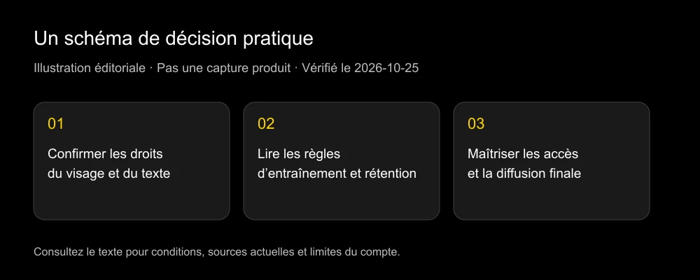 Schéma de décision avant envoi : autorisation, traitement documenté des données et diffusion maîtrisée