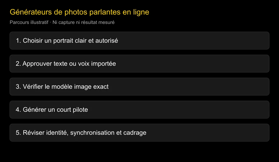 Parcours illustratif du portrait autorisé à la vidéo révisée, sans interface ni résultat mesuré