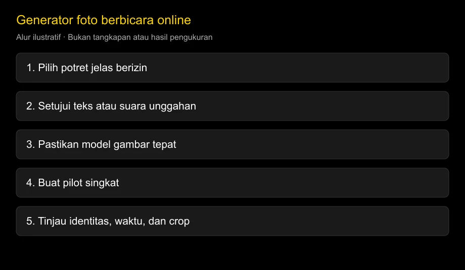 Jalur ilustratif dari potret berizin ke video diperiksa; tanpa antarmuka atau hasil pengukuran