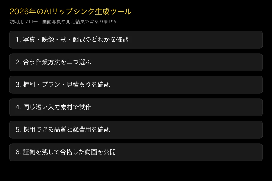 リップシンクの作業を選ぶ説明用の分岐図。性能測定結果ではありません