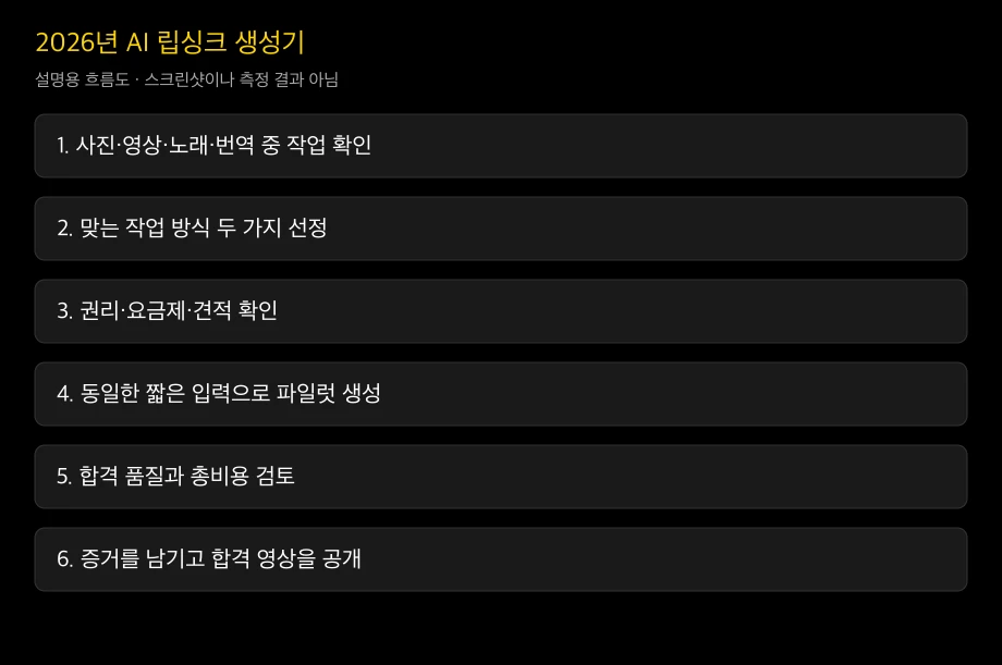 립싱크 작업 방식을 고르는 설명용 흐름도이며 성능 시험 결과가 아님
