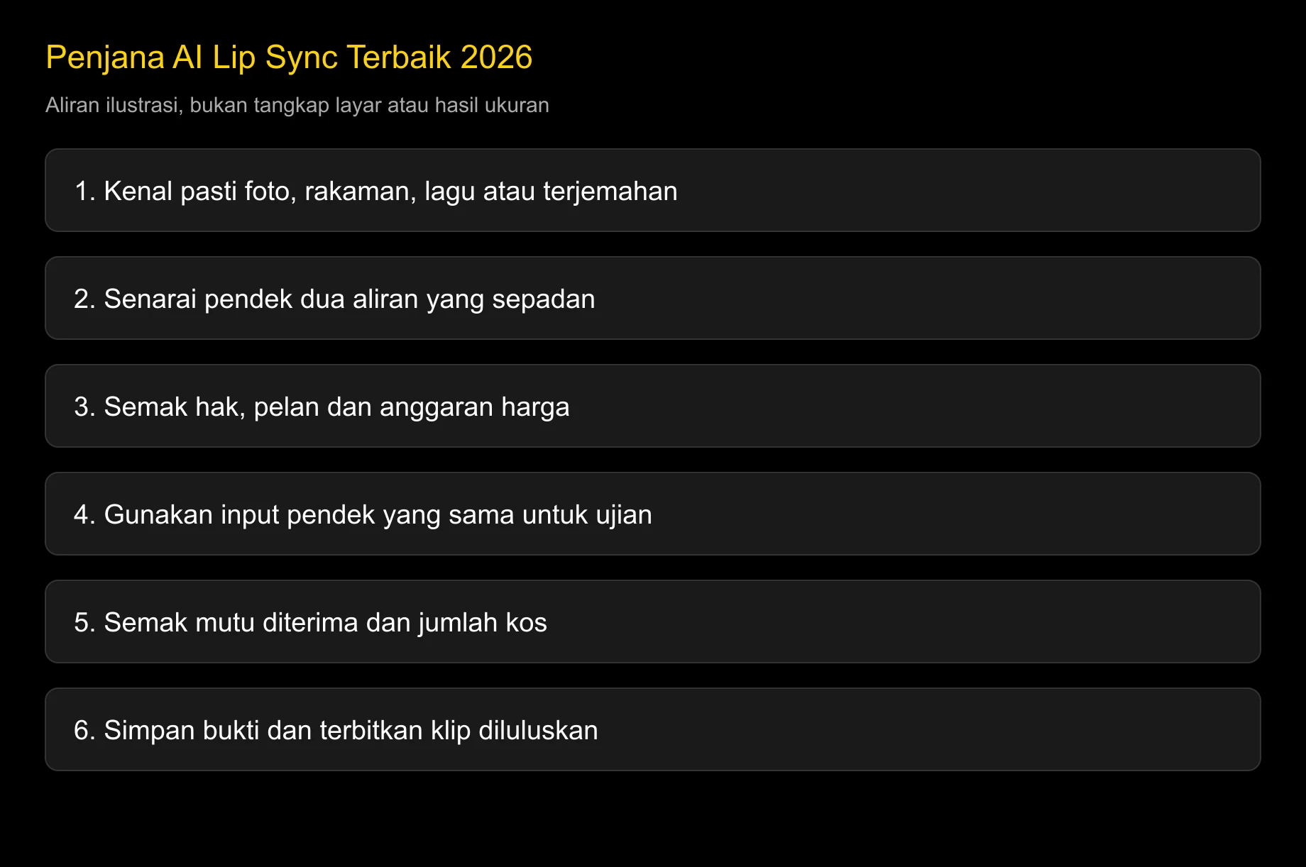 Laluan ilustrasi memilih aliran lip sync, bukan hasil ujian perbandingan