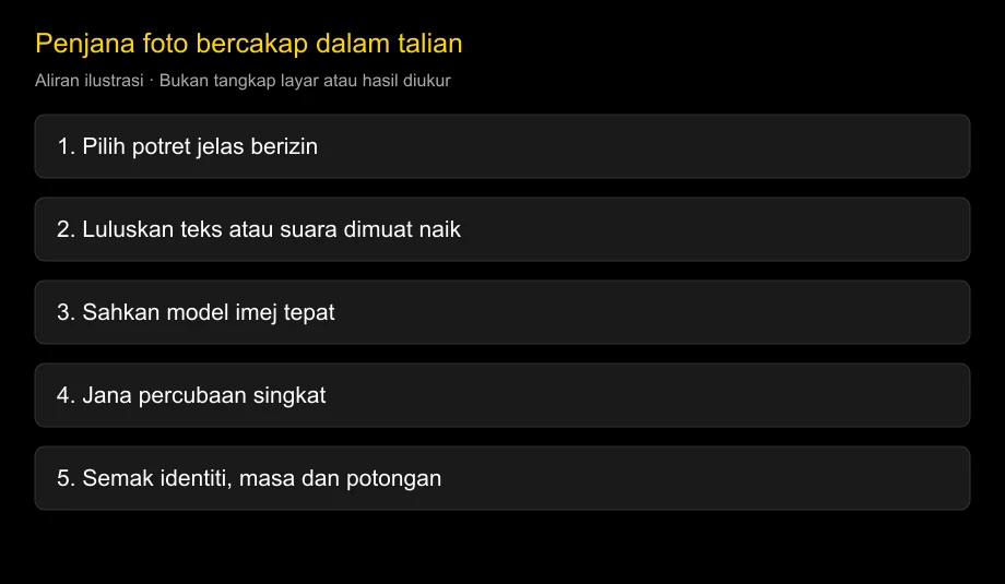 Laluan ilustrasi dari potret berizin ke video disemak, tanpa antara muka atau hasil diukur