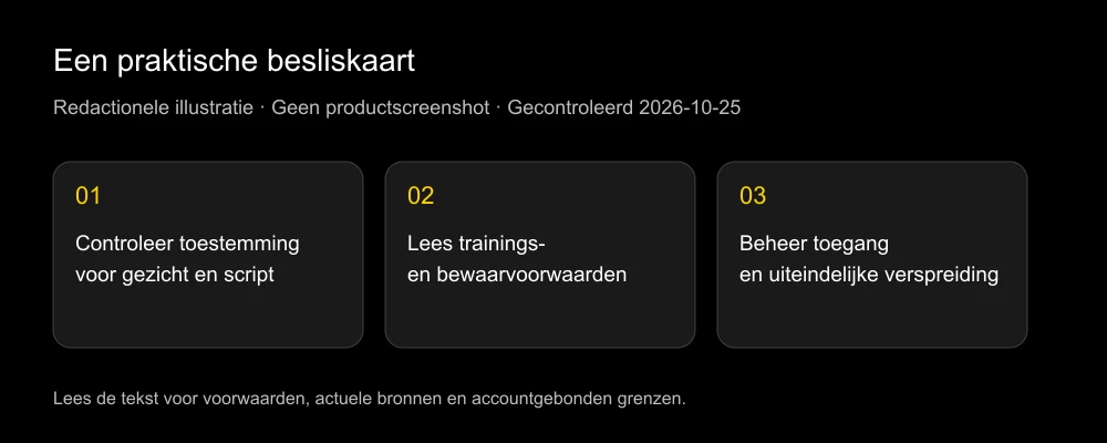 Beslisschema vóór upload: toestemming, vastgelegde dataverwerking en beheerste levering