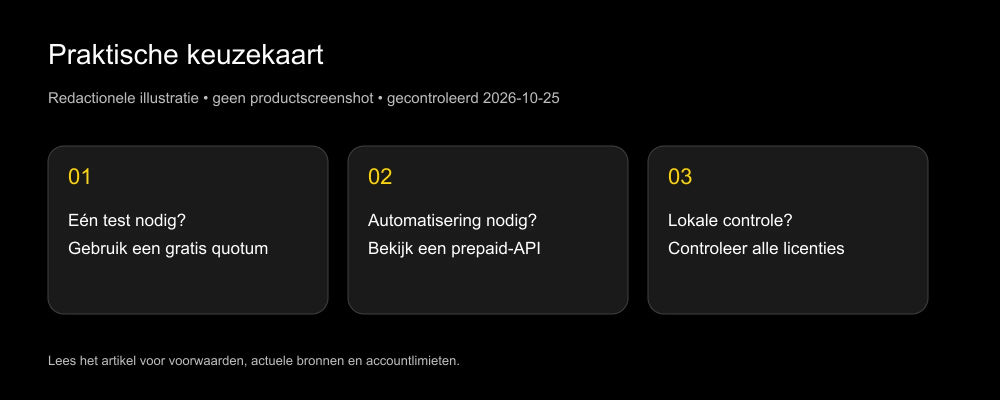 Keuzekaart voor gratis evaluatie, prepaid-API of lokaal model