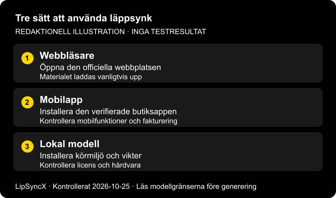 Illustrerad jämförelse av webbläsare, valfria appar och en lokalt installerad modell