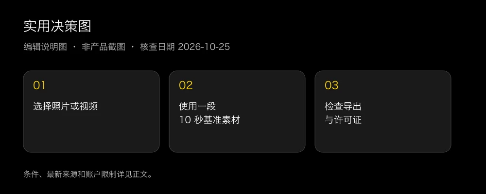 决策图:确定输入、测试短片,再检查导出条件