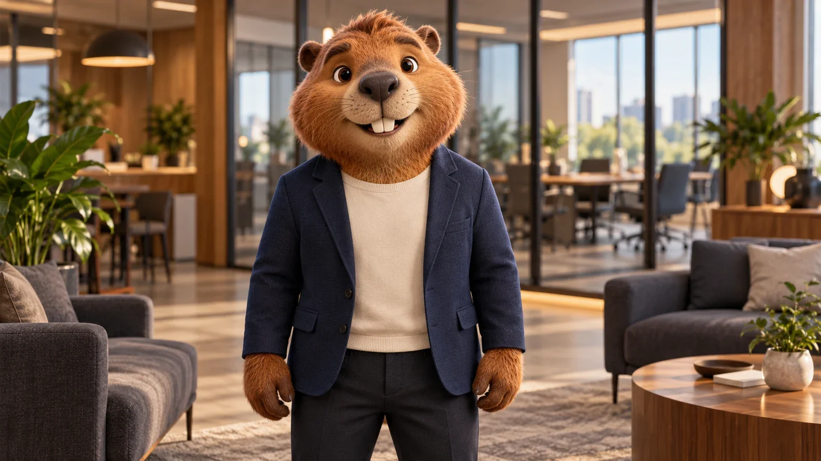 Original fictional mascot used consistently across rollout announcement clips
